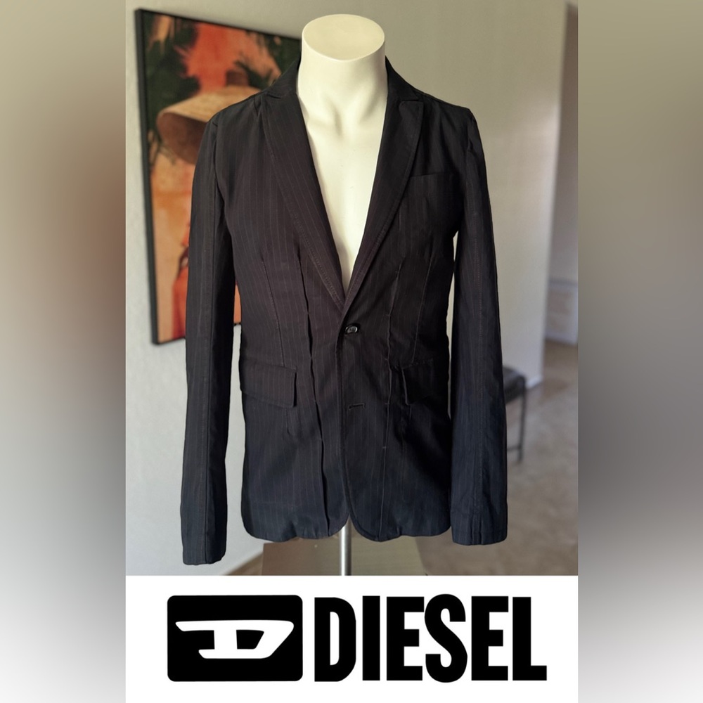 Diesel Black Blazer with Subtle Stripes
